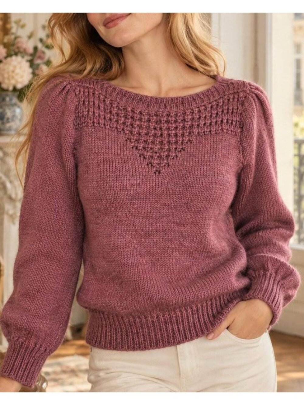 Vintage 1980s Mauve Knit Sweater XS/S | Dusty Rose Pullover